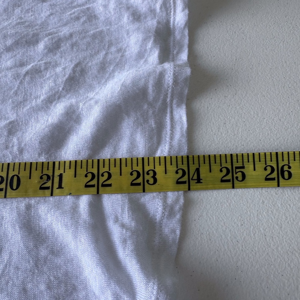 Anthro James Coviello Large Short Sleeve Crochet Round Neck Linen White Tee Soft - Picture 8 of 8